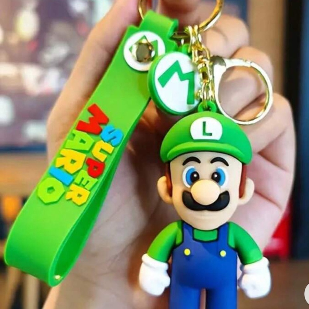 Super Mario Luigi Keychain with Green Strap